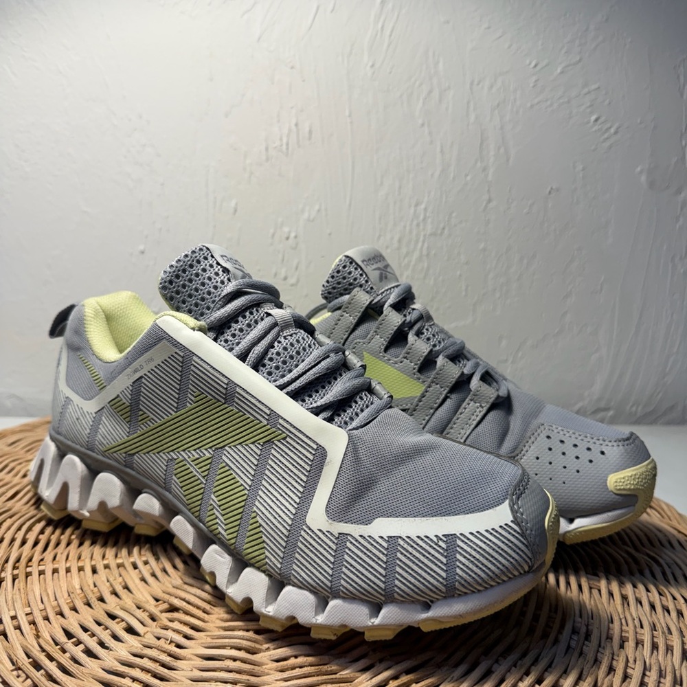 Reebok women’s Athletic Lace-Up Sneakers in Grey and Light Yellow